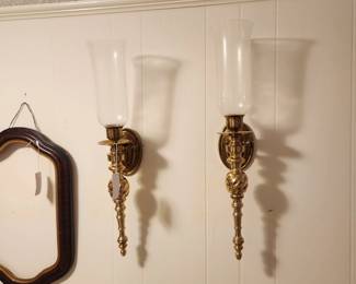 Large Brass sconces, Antique Grained Frame