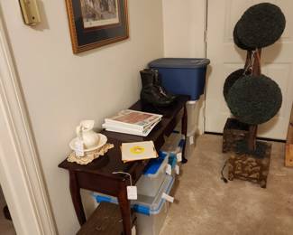 Entry Table, Topiary, Storage Totes