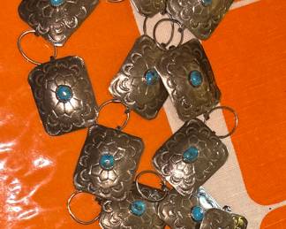 SIGNED STERLING & TURQUOISE BELT