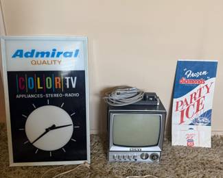Vintage Sony TV and signage