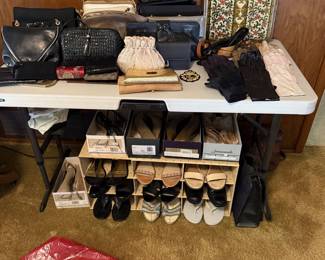 Shoes, gloves, and vintage handbags