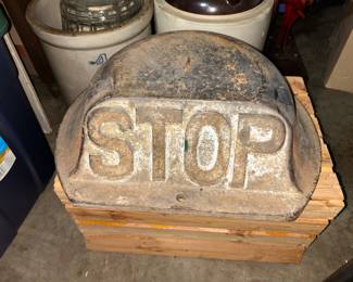 EARLY CAST IRON STOP SIGN