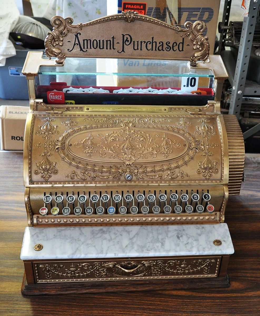 NCR Brass Florentine Case Cash Register, fully restored by the best restorer on Colorado