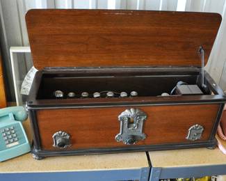RCA Radiola Model 60 Radio -- Case by Jamestown Mantle Company along with vintage phones