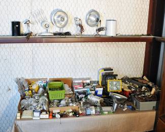 Assorted bulbs, cords, lights