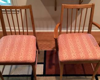 Vintage Dining Chairs with Coral seats