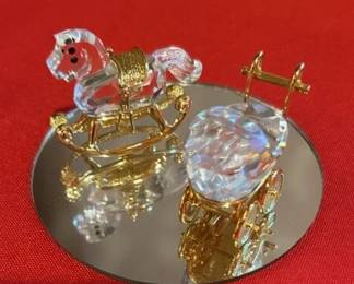 Swarovski Crystal Rocking Horse  Baby Buggy