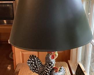 Lamp Rooster with Green Shade