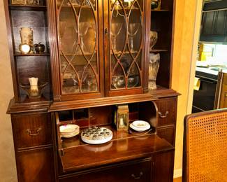 Darling smaller antique desk/china cabinet