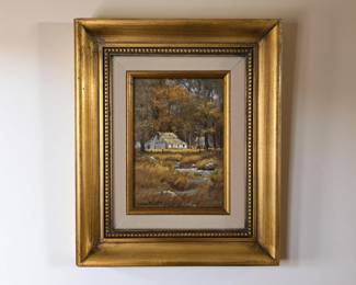 White Barn, oil on board by listed California artist DEAN PACKER bid #16