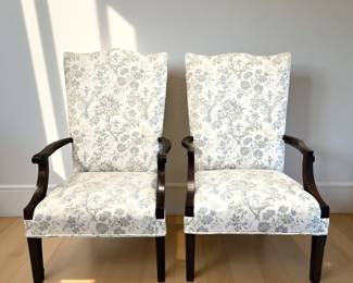 Pair Traditional Upholstered Arm Chairs bid #27