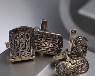 Vintage Egyptian Sterling Cuff Links