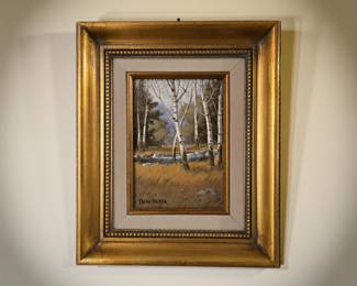 Birch Trees, oil on board by listed California artist DEAN PACKER bid #16