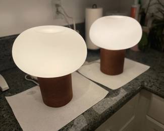 Mushroom Lamps Wrapped in Mahogany Veneer
