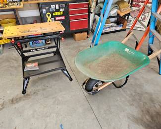 wheel barrow, tools, wood working