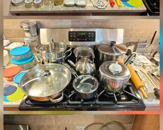 cookware, kitchen, pots, pans