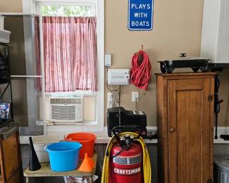 craftsman air compressor, storage, window unit