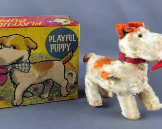 Alps Playful Puppy Wind Up Toy with Original Bo