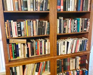 Bookcases and Books as long as a football field, maghonay, oak, custom made, antique, etc