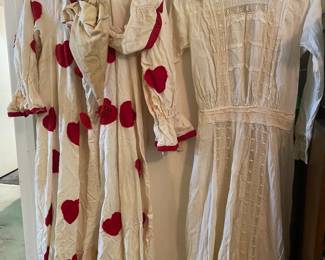 Vintage Clown outfit, Antique wedding dress 