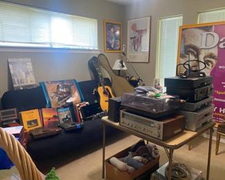 Music Room full of electronics, instruments, and MORE, Vintage Futon