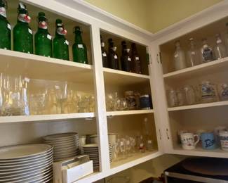 Assortment of Stemware and Home Brew Bottles