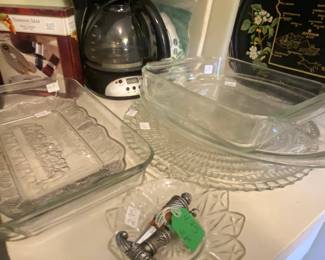 Glass Serving Pieces, Hamilton Beach Coffee Maker, Pryex