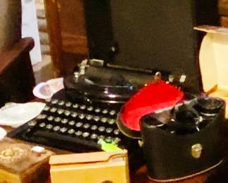 Antique Remington Noiseless Portable Typewriter, Excellent Condition, Vintage Binoculars by Kalimar 7x35