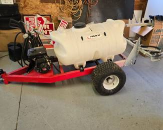 FIMCO 65 Gallon Trailer Sprayer With 4 Roller Pump And Broadcast Nozzles (LIKE NEW!)