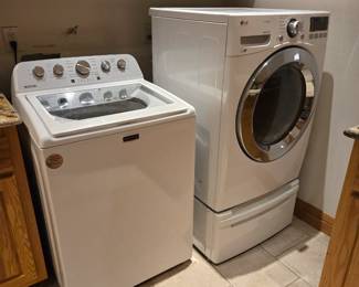 Maytag Washing Machine And LG True Steam Front Load Dryer With Base