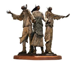Marie Barbera "They Dance The Dance, They Chant The Chant" Large Native American Bronze Sculpture (Very Limited! Only 30 Ever Made!)