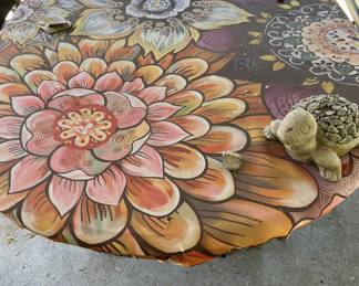 Outdoor wooden patio table with removable cover