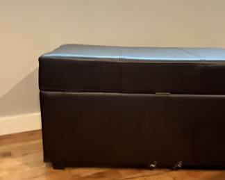 Leather storage ottoman bench