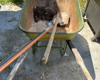 Wheel barrow & yard tools