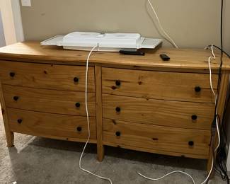 Wooden wide, short six drawer dresser