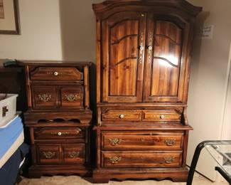 Vintage Armoire and 2 Night Stands