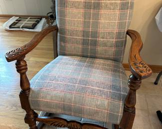 Rocking chair with upholstered seat and back
