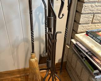 Iron fireplace tool set