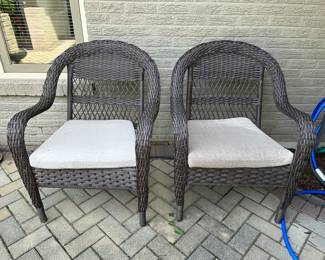 (4) Resin wicker armchairs