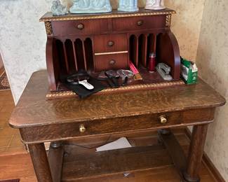 Quarter sawn oak desk and wood organizer (sold separately) 