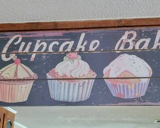 Large Wooden Painted Cupcake Sign