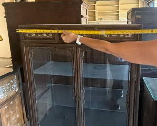 Vintage Chinese Rosewood (smaller) glass cabinet with detailed mother-of-pearl inlay. 52.5" in tall. Dimensions are approximant. Asking $300 each.