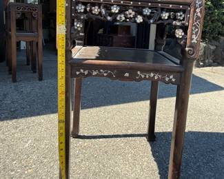 End Table- Chinese Rosewood with mother of pearl inlay. Marble Top 32 inches H x 17 in W.
$300