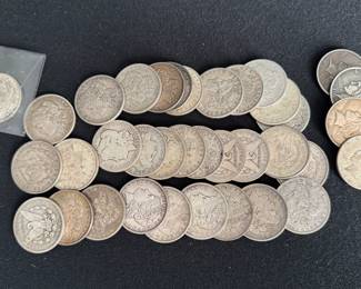 Large group of Morgan & Peace silver dollars