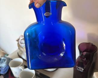 Blenko Glass Company water bottle cobalt blue