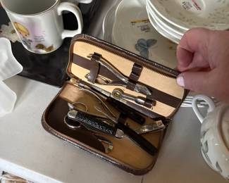 Vintage Manicure Set with Case