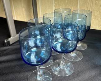 blue glass water goblet