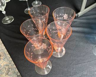 pink depression glass Parfait glasses