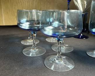 Blue tinted coupe Champagne glasses