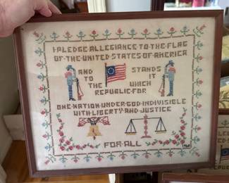 cross-stitch sampler "Pledge of Allegiance"